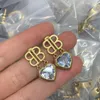 Brincos de colar grosso com duas letras B de diamante completo, banhado a ouro 18K, brinco de moda de luxo, joias de designer ER670