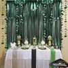 Decorazione per feste 2 set 1X2 metri Tende con frange in lamina di tinsel verde lucido con 6 stringhe Tazza di laurea Fuochi d'artificio Ghirlanda di laurea