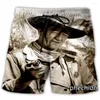 Pantalones cortos para hombre Phechion moda hombre/mujer John Wayne estampado 3D Casual novedad Streetwear hombres sueltos deportivos L59