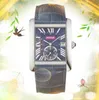 Relógio mecânico masculino de luxo, feminino, NÃO automático, caixa de aço inoxidável, pulseira de couro, ouro rosa, prata, super relógio, quadrado, tanque romano, vidro de safira, relógios, presentes