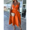 Abiti sexy urbani 2023 Casual Summer Women Dress Scollo a V senza maniche Backless Solid Hollow Out Patchwork Party Slim 230711