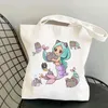 イブニング バッグ Tas Kucing Wanita 90S Belanja Tote Grafis Gotik Bahu Kanvas Ulzzang Eco Kapasitas Besar