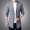 Hommes s Chandails Cardigan Hommes Printemps Automne Hommes Veste Décontractée Homme Couleur Unie Long Chandail Coupe-Vent Seul Bouton Manteaux 230711