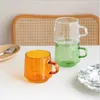 Muggar Modern Kaffekopp Latte Färgat Glas Vintage Vatten Te Mjölk Glaskopp Transparent Värmebeständig bröllopsglasmugg R230712