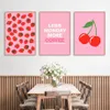 Tela Pittura Astratta Caffè Ciliegia Fragola Pianta Wall Art Nordic Poster E Stampe Immagini a parete per arredamento cucina rosa Arredamento ristorante w06