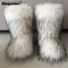 Boots Women's Winter Fluffy Faux Fox Fur Boots Woman Plush Warm Snow Boots Luxury Footwear Furry Fur Bottes Fashion Winter Shoe T230712