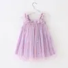 Robes de fille enfant en bas âge fille princesse robe bébé arc-en-ciel licorne tulle costume enfants été sans manches sangle robes né anniversaire fête tissu 230712