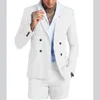 Men's Suits 2023 Custom Made Latest Design Solid Color Slim Double-breasted Lapel Business Meeting Suit Two-piece Set Luxury Men