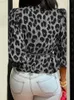 Koszule bluzki damskiej Celmia Women Elegancka bluzka 2023 Summer Sexy V-Neck Leopard Print Tunik Koszulka Belted Office Top Ruffles Blusas Femininas L230712