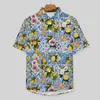 Camicie casual da uomo Camicie da vacanza giallo limone Piastrelle con fiori Camicette da uomo alla moda Hawaii Abiti stampati a maniche corte Taglie forti