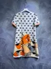 Kısa Kollu Elbise Mektubu Baskı 2023 İlkbahar ve Sonbahar Gevşek Yuvarlak Boyun Elbise Monoton El Yapımı Boncuklu Elbise S-XL