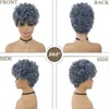 Perucas sintéticas GNIMEGIL curto afro encaracolado peruca de cabelo grisalho para mulheres negras diariamente cosplay festa de halloween uso fofo e elástico penteado