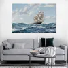 Marine Paintings Canvas Art the Clipper Ship Blue Jacket on Choppy Seas Montague Dawson Painting for Cafe Bar Decor