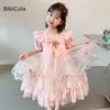 Robes de fille bébé filles printemps automne robe enfants jupe filles style coréen enfants robe de princesse décontractée rose filles vêtements 2-8 ansHKD230712