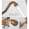 Kitchen Faucets Basin Faucets Antique Brass Wall Mounted Kitchen Bathroom Sink Faucet Dual Handle Swivel Spout Hot Cold Water Tap with tow pipe x0712