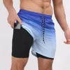 Herrshorts Sommarlöparshorts Herrgym Jogging Fitnessträning Quick Dry Bodybuilder Herr 2 i 1 Gradual Change Shorts 230711