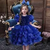 Mädchenkleider Mode Blumenmädchenkleider für Hochzeiten Vier Jahreszeiten Mädchen Partykleider Kurzarm Polyester Kinderkleidung Mädchenkleid 230712