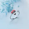 Cluster Ringen MloveAcc 925 Sterling Zilver Emaille Paddestoel Vinger Voor Vrouwen CZ Wedding Engagement Ring Sieraden