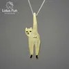 Pendant Necklaces Lotus Fun 18K Gold Long Naughty Fashion Cute Cat Pendant 925 Sterling Silver Chains and Necklaces for Women Original Jewelry HKD230712