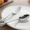 Dinnerware Sets 4PC Luxury Cutlery Set 304 Stainless Steel Flatware Tableware Silverware Table Fork Knife And Spoon Drop