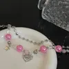 Chaînes Punk Mode Rose Perles Étoiles Couture Coeur Creux Collier Pour Femmes Y2k Bijoux Gothique Cool Accessoires Ins Clavicule Chaîne