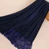 Ethnic Clothing Design Luxury Floral Lace Edges Crinkled Solid Shawl Viscose Muslim Women Scarf Hijabs Fashion Beads Pearls