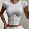 Gürtel 2023 Frauen Korsett Taille Gürtel Einfarbig Schwarz Weiß Sexy Breite Elastische Krawatte Bodycon Waspie