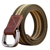 Cinture Cintura sportiva da esterno Tela giovanile per uomo Donna Fibbia a doppio anello Jeans versatili con fascia in vita
