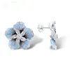 Stud Vecalon Flower earring Pave AAAAA Cz stone Real 925 Sterling silver Statement Party bröllop Stud Örhängen för kvinnor Smycken 230711