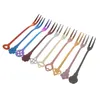 Set di stoviglie 10 pezzi Kid Decorate Fruit Dessert Forks Home Tableware Party Acciaio inossidabile Bambino