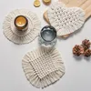 Boho sous-verres tapis Beige napperon absorbant pour Table en bois Protection tissé à la main pendaison de crémaillère cadeaux cadeaux pour la maison