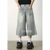 Heren Jeans Firmranch 2023 Ripped Blue Baggy Jorts Voor Mannen Vrouwen Oversized Midlength Shorts Torn Negende Denim Broek 230711