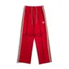 Men's Pants New Stripe Trousers Casual Zipper Pocket Red Pants AWGE 11 Needles Men Women High Quality Embroidered Butterfly Sweatpants J230712