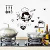 Outros adesivos decorativos Happy Girl Chef Loves Cooking Wall Sticker Restaurant Bar Kitchen Sala de jantar Frigorífico Interruptor de luz Decalque DIY Art Home Decor x0712