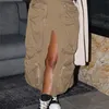 Macacões femininos macacões sexy cintura alta lápis lindos maxi saias para roupas femininas verão fenda vestido longo gótico carga bolso solto robe Y2K Streetwear 230711