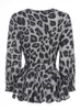 Koszule bluzki damskiej Celmia Women Elegancka bluzka 2023 Summer Sexy V-Neck Leopard Print Tunik Koszulka Belted Office Top Ruffles Blusas Femininas L230712