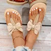Slippers 35-41 Summer Flip Flops Sandals Women Bow Decor Espadrille Sole Thong Fashion Lady Slides Flat Heel Outdoor Beach Woman