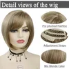 Perruques synthétiques GNIMEGIL court pour les femmes Blonde Bob perruque avec frange faits saillants coiffures naturelles femme Cosplay Halloween quotidien