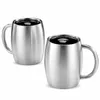 Tasses En Acier Inoxydable Tasse À Bière Résistant À La Chaleur Eau Lait Thé Tasse À Café Avec Poignée Bureau Maison Cuisine Verres Outils 450 ml R230712