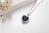 Pendant Necklaces Really 925 Sterling Silver Necklace Big 6ct Heart of the ocean Blue Sapphire Wedding Pendant Necklace for Women Jewelry gift HKD230712