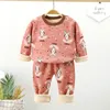 Pajamas Children Pyjamas Winter Kids Clothing Sets WarmFleece For Boys Thicken Dinosaur GirlsSleepwear Baby Thermal Underwear 230711