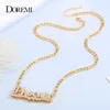 Pendant Necklaces Double Layered 3D Necklace Custom Necklace Gold Plated Nameplate Personalized Necklaces Choker Women Figaro Chain Name Necklace 230711