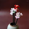 Hair Clips Handmade Luxury Flower Hairpins Sticks Vintage Wood Chinese Stick Pins For Women Ornaments Head Jewelry