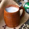 Mugs Natural Wooden Beer Mug Large Capacity Retro Coffee Tea Water Drinking Cup with Handle Kitchen Drinkware Friend Gift R230712