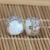 Dangle Earrings JLE1424 Simple White Opal Round Ear Stud Ms. Jewelry Gift