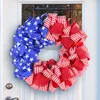 Decorative Flowers American Flag Ribbon Wreath Door Hanging Independence Day Faux Rattan Circle Party Window Hangings