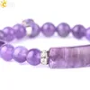 CSJA Violet Cristal Quartz Améthystes Bracelets Perles Rondes Naturelles Bracelet Main Femme Bracelet pour Anxiété Véritable Pierre Gemme F561 L230704