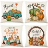 Hello Autumn Flower Pumpkin Fall Throw Pillow Case 18 x 18 Inch Thanksgiving Day Cushion Case for Sofa