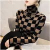 Women'S Sweaters 22Gg Women Turtleneck Brand Ggity Knit Plovers Tight Pile Collar Bottoming Sweater Tops Drop Delivery Apparel Women Dhufa