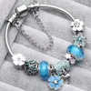 Браслеты очарования 925 Серебряное серебряное оригинальное браслет Pandora Three Spring Colors Shili Peach Blossom DIY Ювелирные украшения Женщины R230712